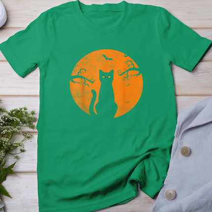Vintage Scary Halloween Cat Costume Retro Cat Moon T-Shirt