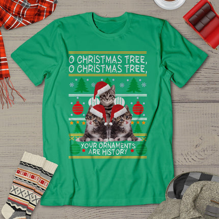 Cats Christmas Shirt Funny Ornaments Pajama Family Gift Tee T-Shirt