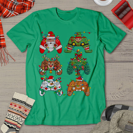 Christmas Santa Elf Lights Gaming Controllers Xmas Boys Kids T-Shirt