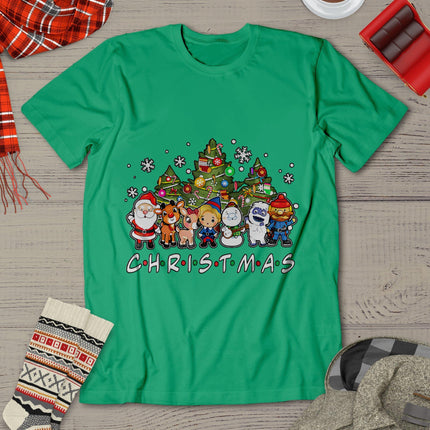 Christmas Santa Friends Reindeer Snowman Family Xmas Holiday T-Shirt