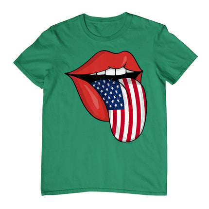 Usa Patriotic American Flag Tongue Lips 4th Of July T-Shirt