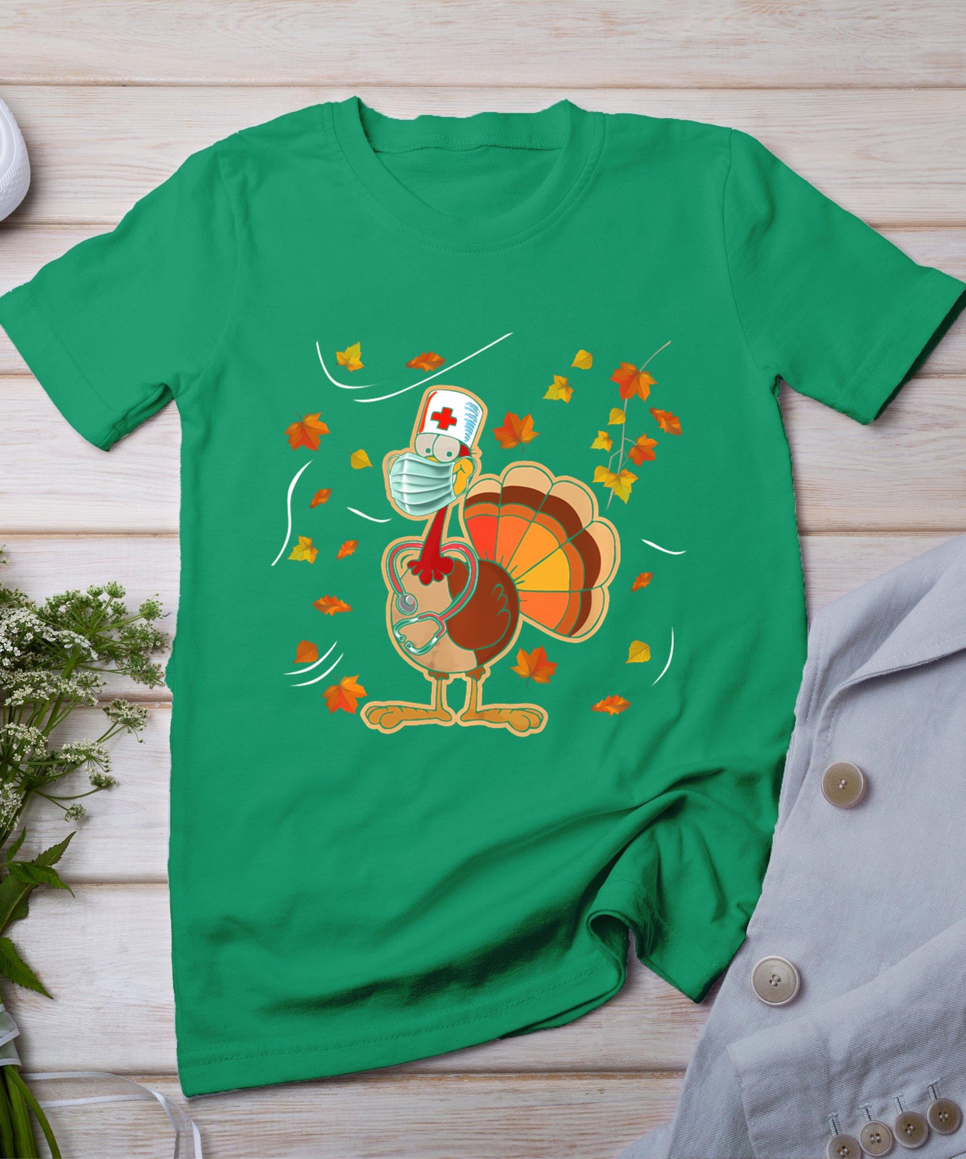 Thanksgiving Scrub Tops Women Turkey Nurse Holiday Nursing T-Shirt