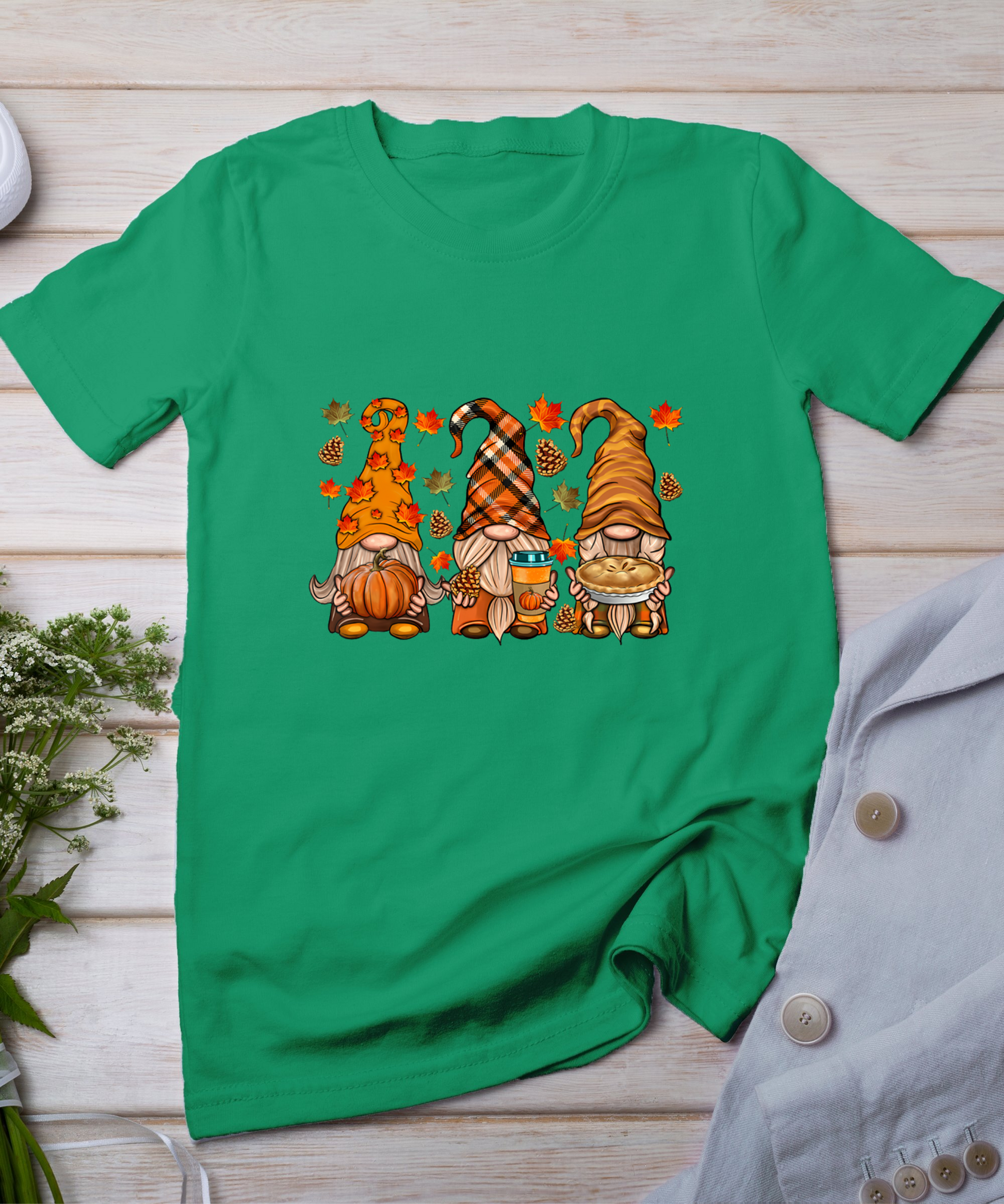 Gnomes Pumpkin Spice Coffee Latte Fall Autumn Thanksgiving T-Shirt