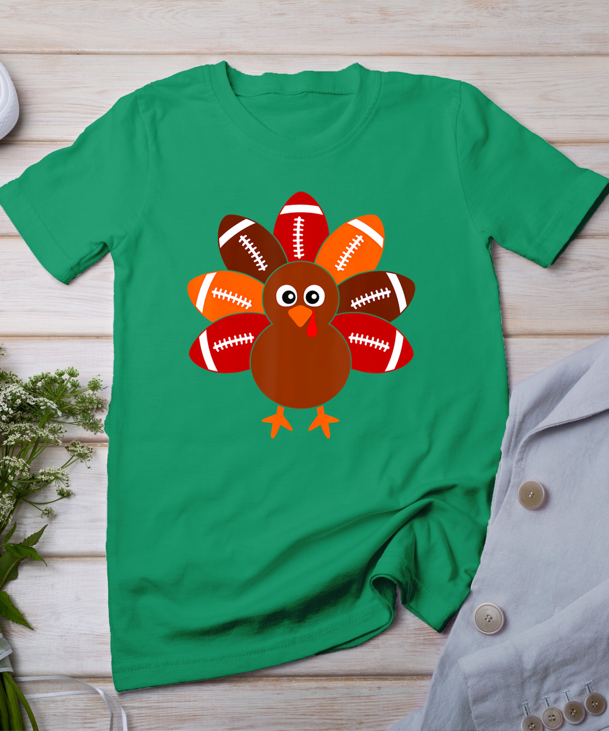 Football Turkey Balls Thanksgiving Shirt Boys Kids Men Women T-Shirt