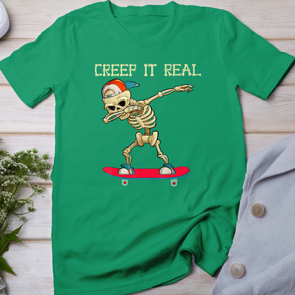 Creep It Real Dabbing Skate Skeleton Halloween Kid Boys T-Shirt