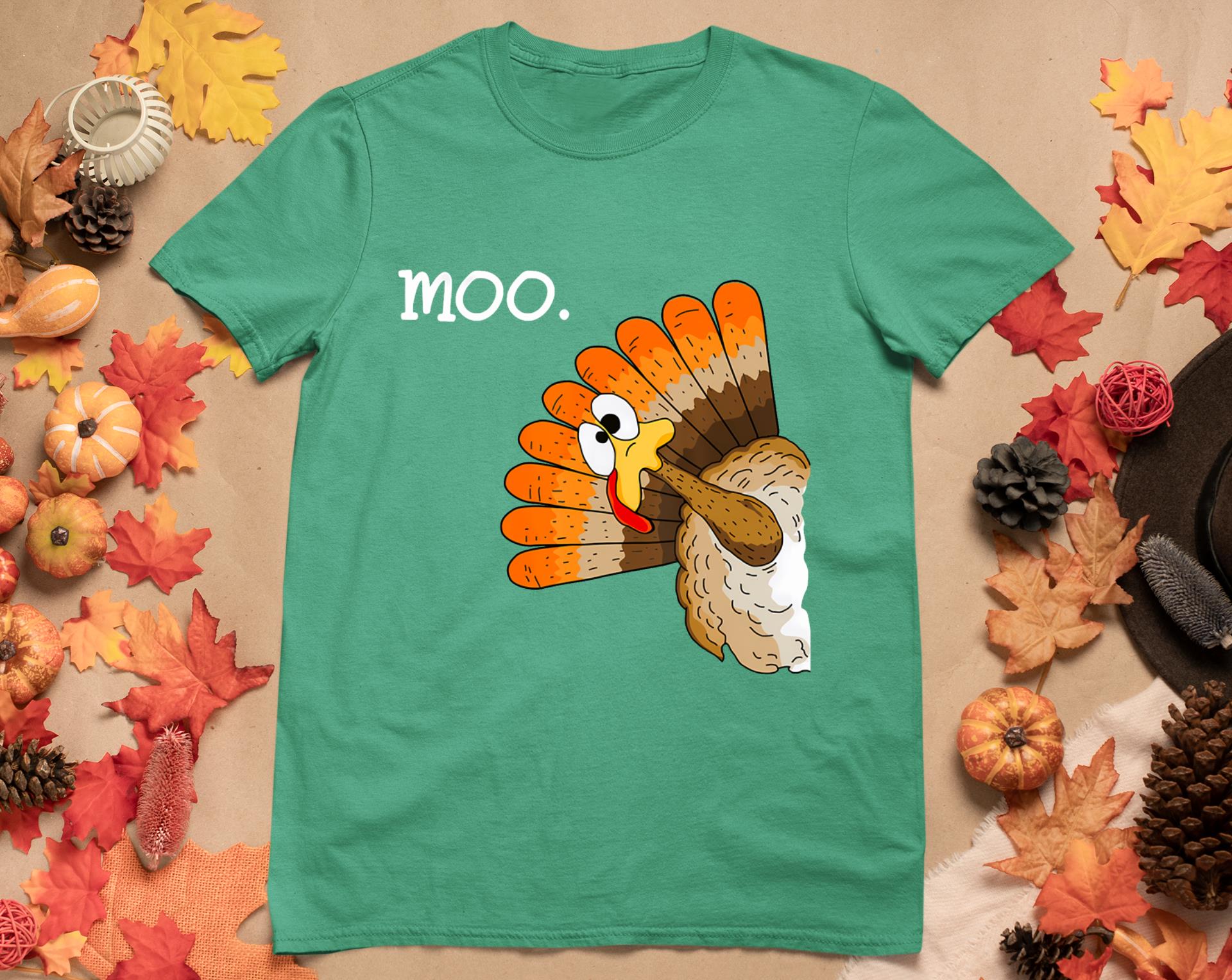 Turkey Moo Funny Thanksgiving T-Shirt