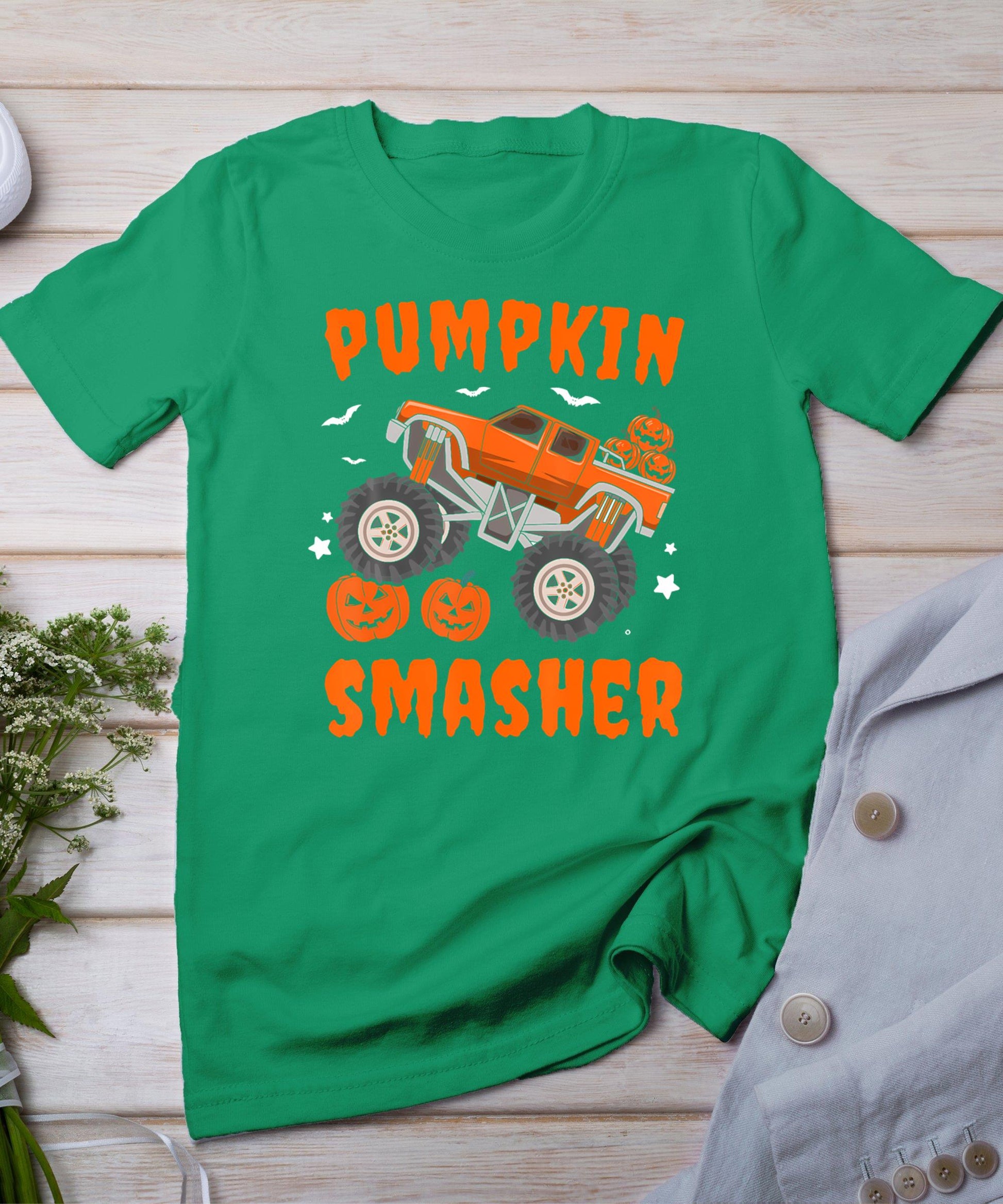 Pumpkin Smasher Toddler Halloween For Monster Truck Lover T-Shirt