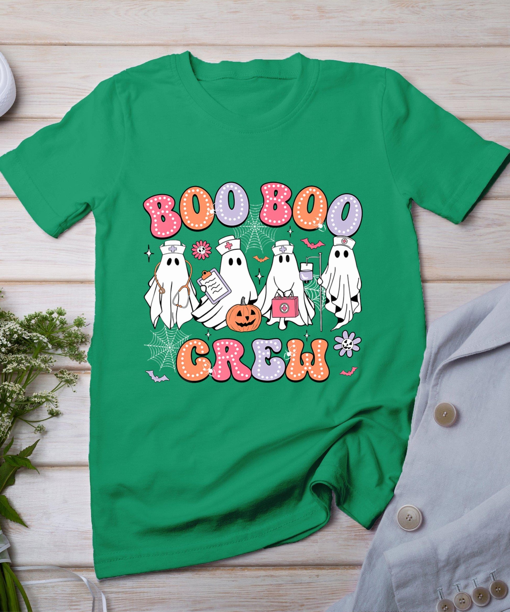 Groovy Boo Boo Crew Nurse Funny Ghost Women Halloween Nurse T-Shirt