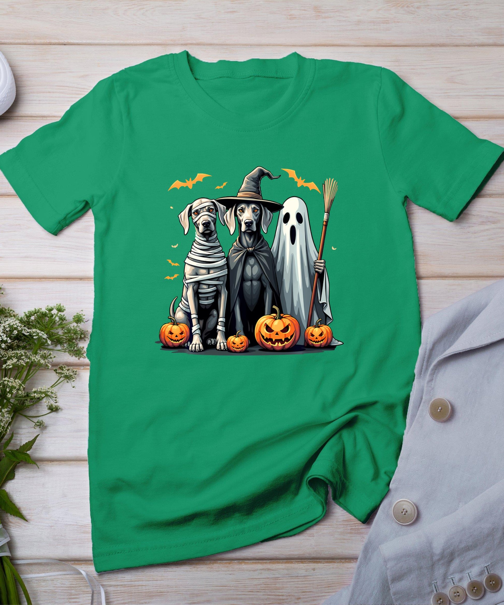 Weimaraner Halloween Costume Mummy Witch Ghost Dog Lover T-Shirt