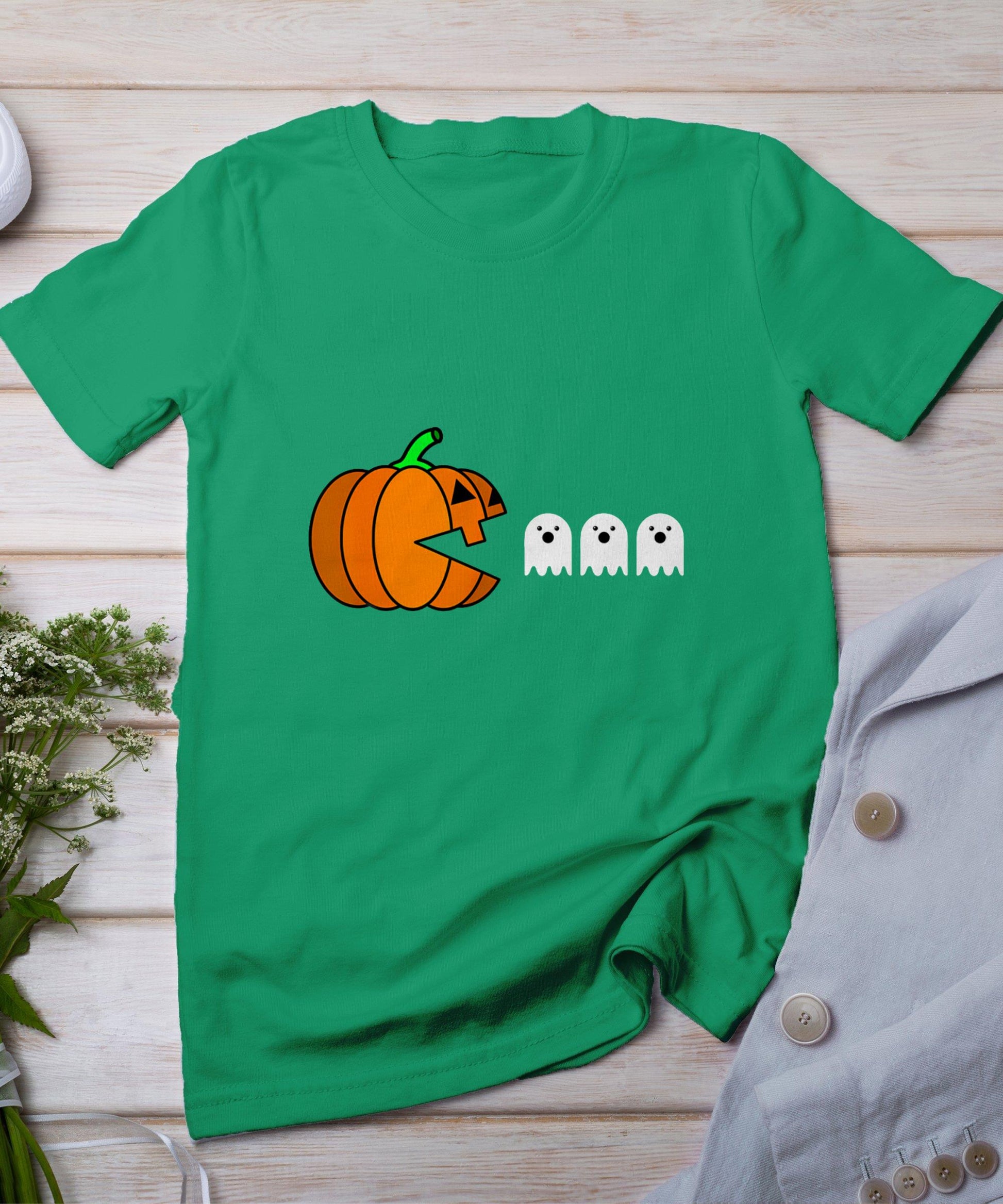 Funny Halloween Pumpkin Eating Ghost Gamer Men Women Kids T-Shirt