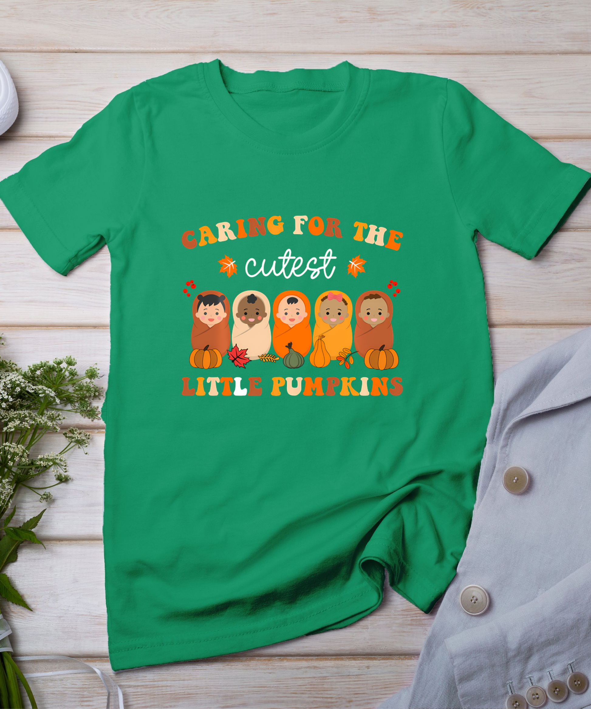 Nicu Nurse Thanksgiving Cutest Pumpkins Mother Baby Nurse T-Shirt