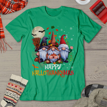 Happy Hallothanksmas Gnomes Lover Halloween Merry Christmas T-Shirt