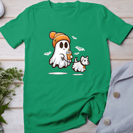 Funny Ghost Walking Dog Ghost Dog Halloween Women Men Kids T-Shirt