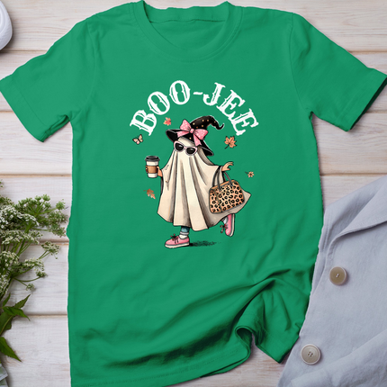 Cute Boo Jee Ghost Halloween Leopard Ghost Coffee Womens T-Shirt