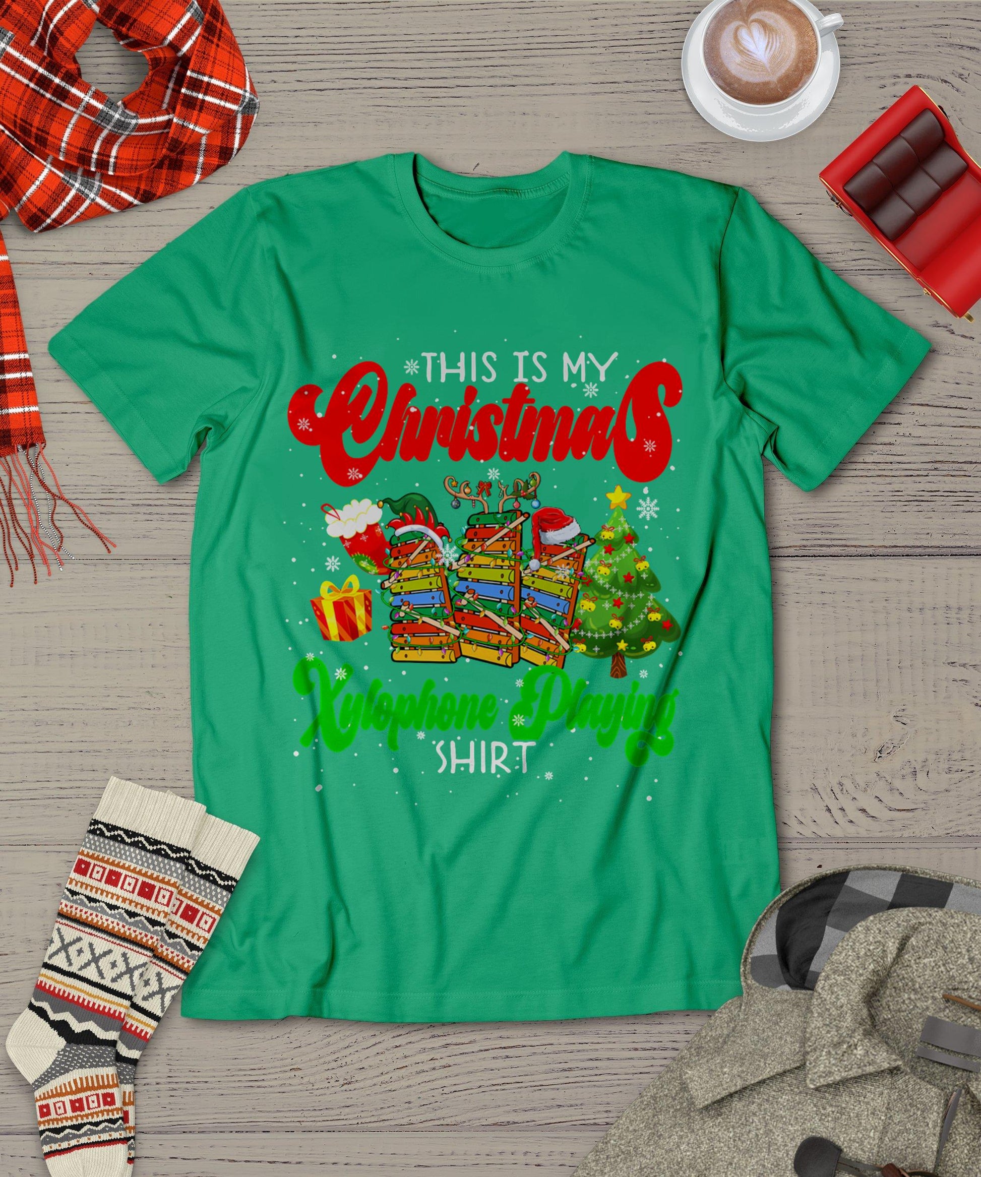 Christmas Xylophone Playing Shirt Three Santa Elf Xylophones T-Shirt