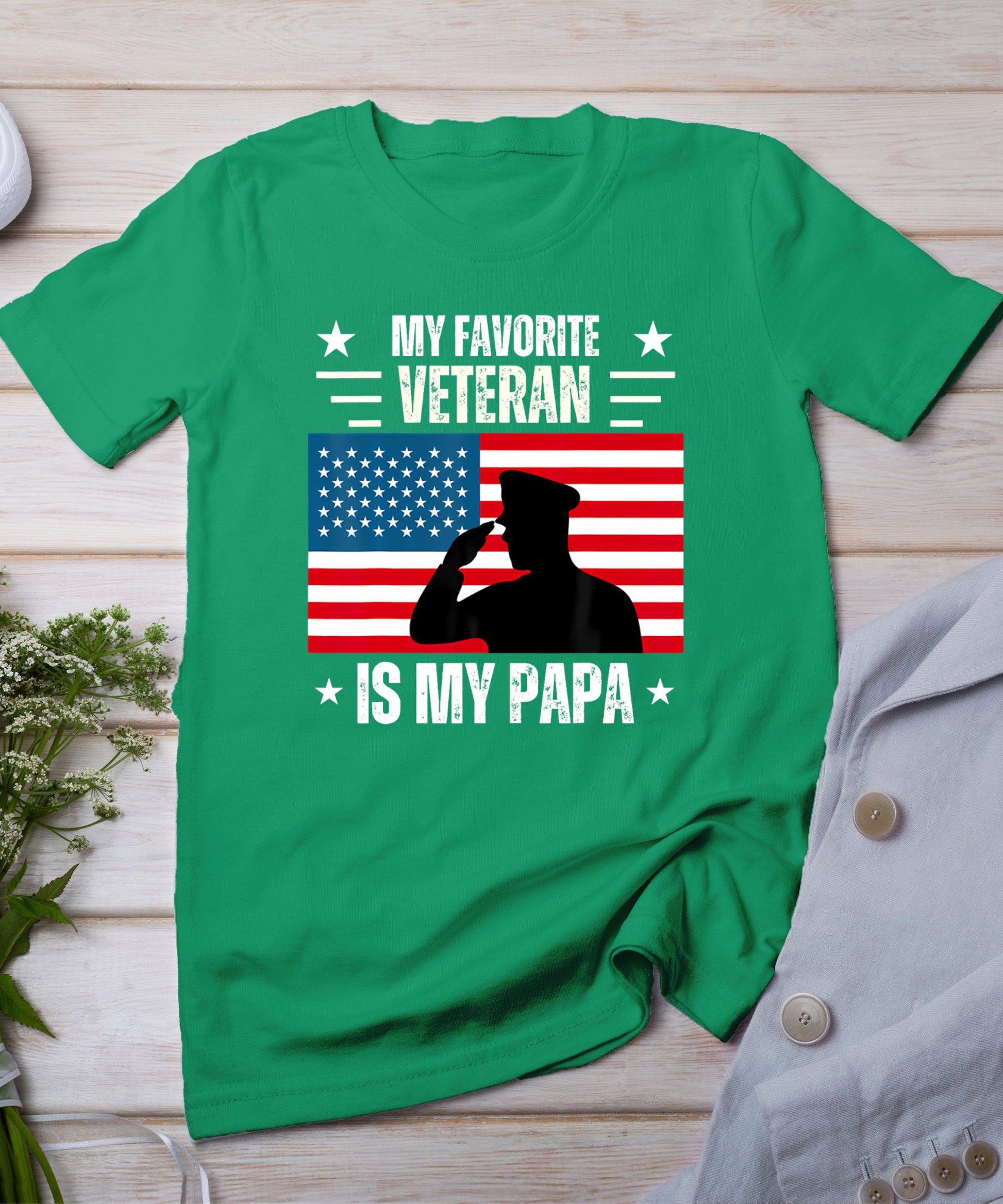 Veterans Day Military My Favorite Veteran Is My Papa Kids T-Shirt