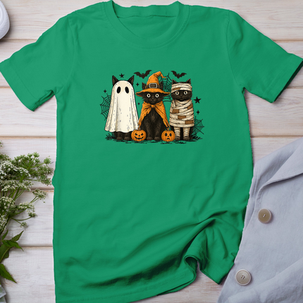 Retro Black Cat Witch Scary Halloween Pumpkin Women Men Kids T-Shirt