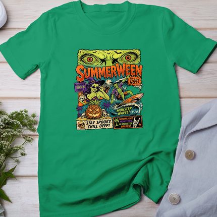Summerween Scary hots Halloween Monster Beach T-Shirt