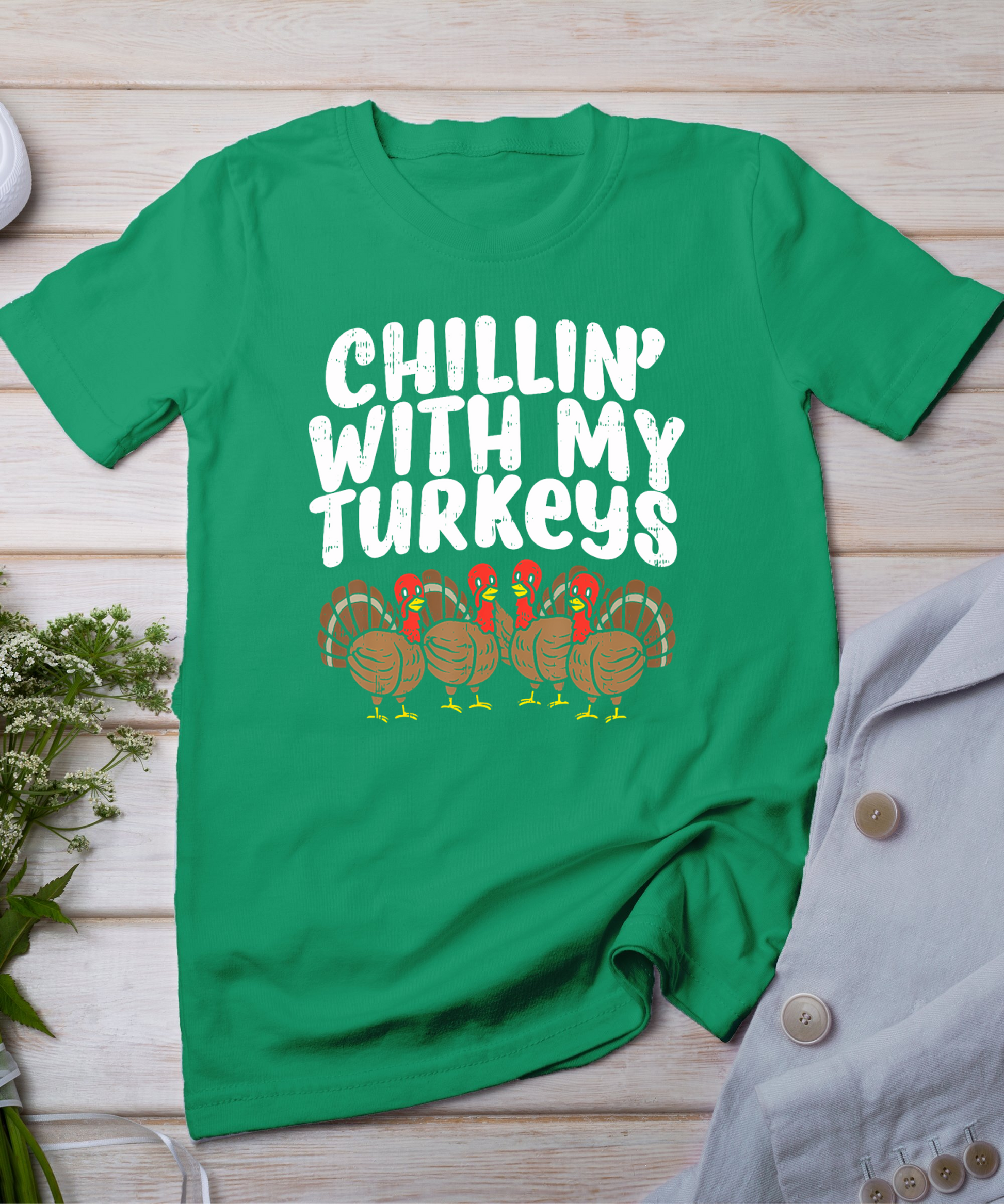 Chillin With My Turkeys Thanksgiving Family Boys Kids Gift T-Shirt