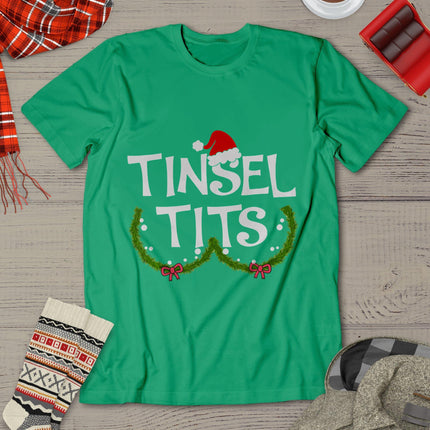 Funny Tinsel Tits Matching Jingle Balls Christmas Couples T-Shirt