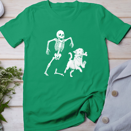 Cute Golden Retriever with Skeleton Bone Halloween Dog Lover T-Shirt
