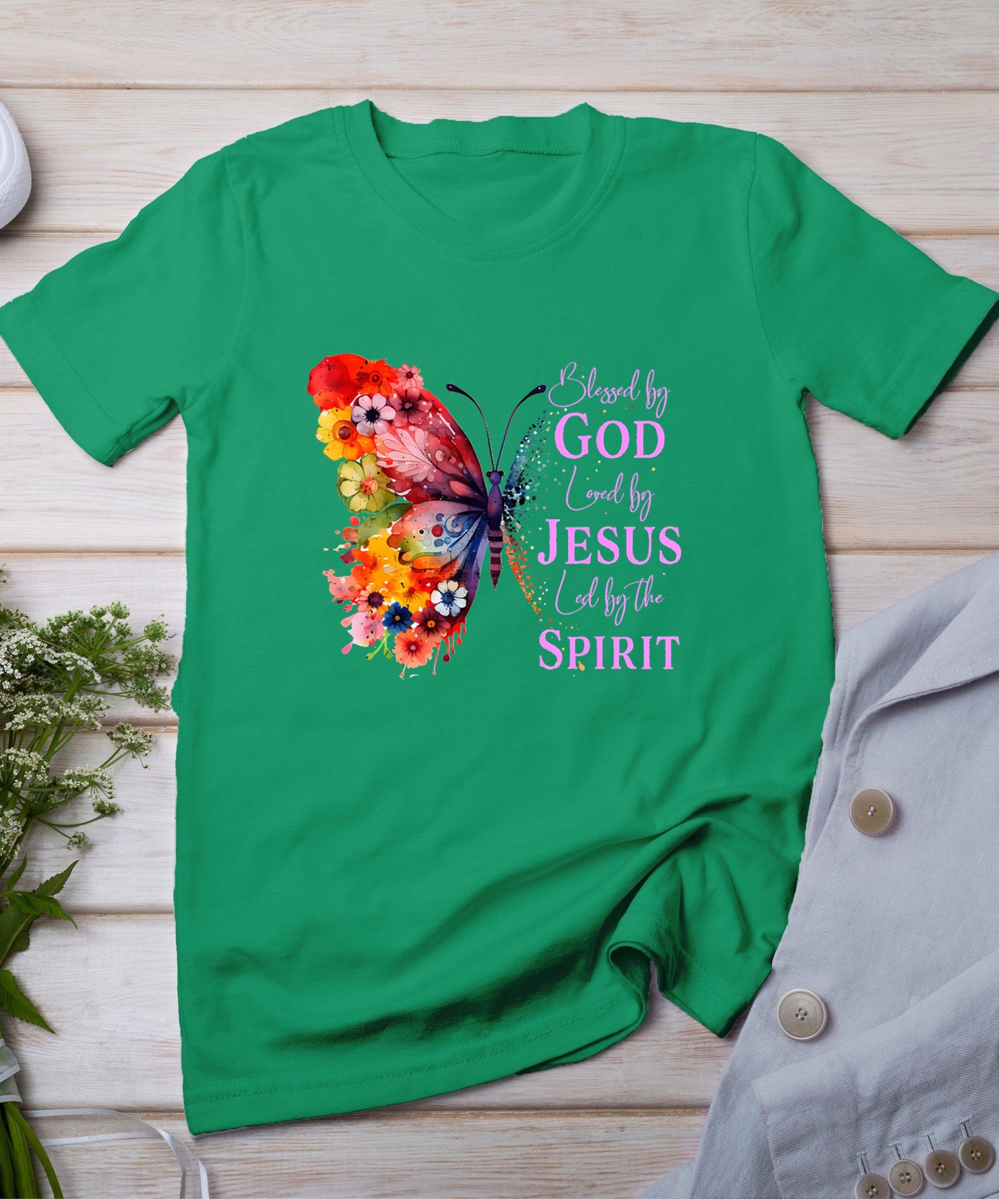 Blessed By God - Loved By Jesus Butterfly T-Shirt