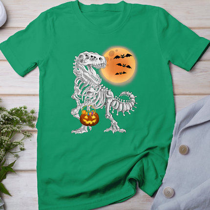 Halloween Skeleton Dinosaur Scary Pumpkin Moon T-Shirt