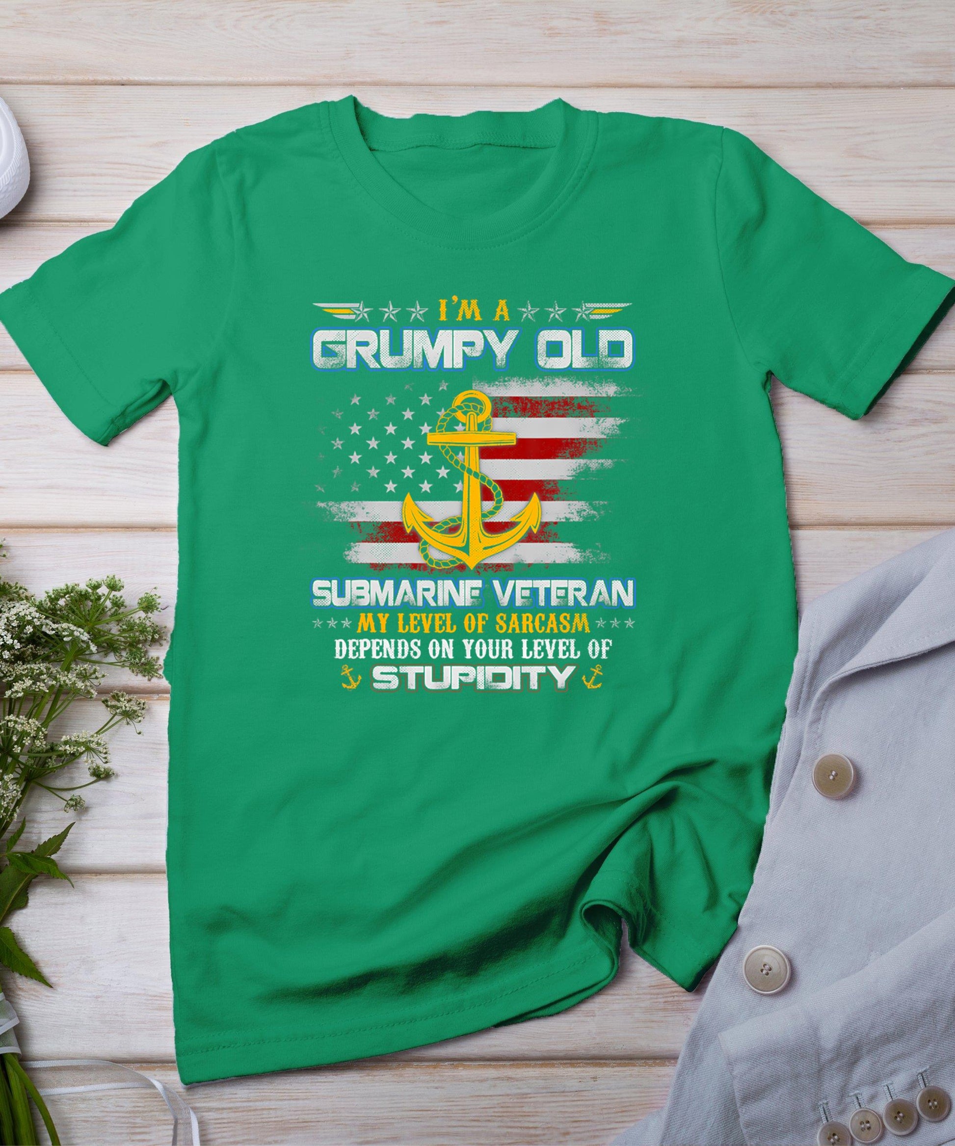 I'm A Grumpy Old Submarine Veteran Submariner Flag Vintage T-Shirt