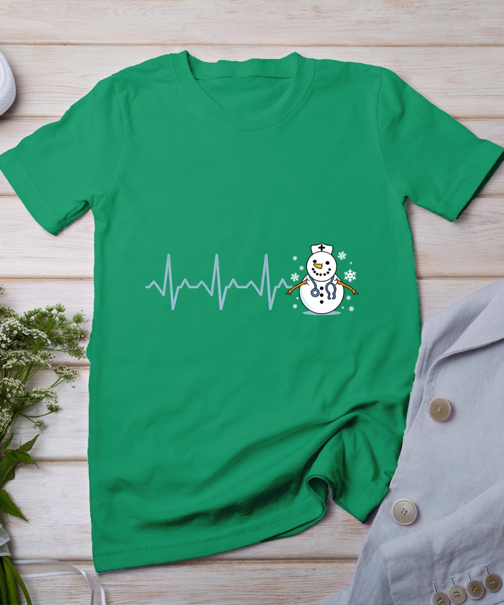 Heartbeat Nurse Snowman Nurse Christmas T-Shirt