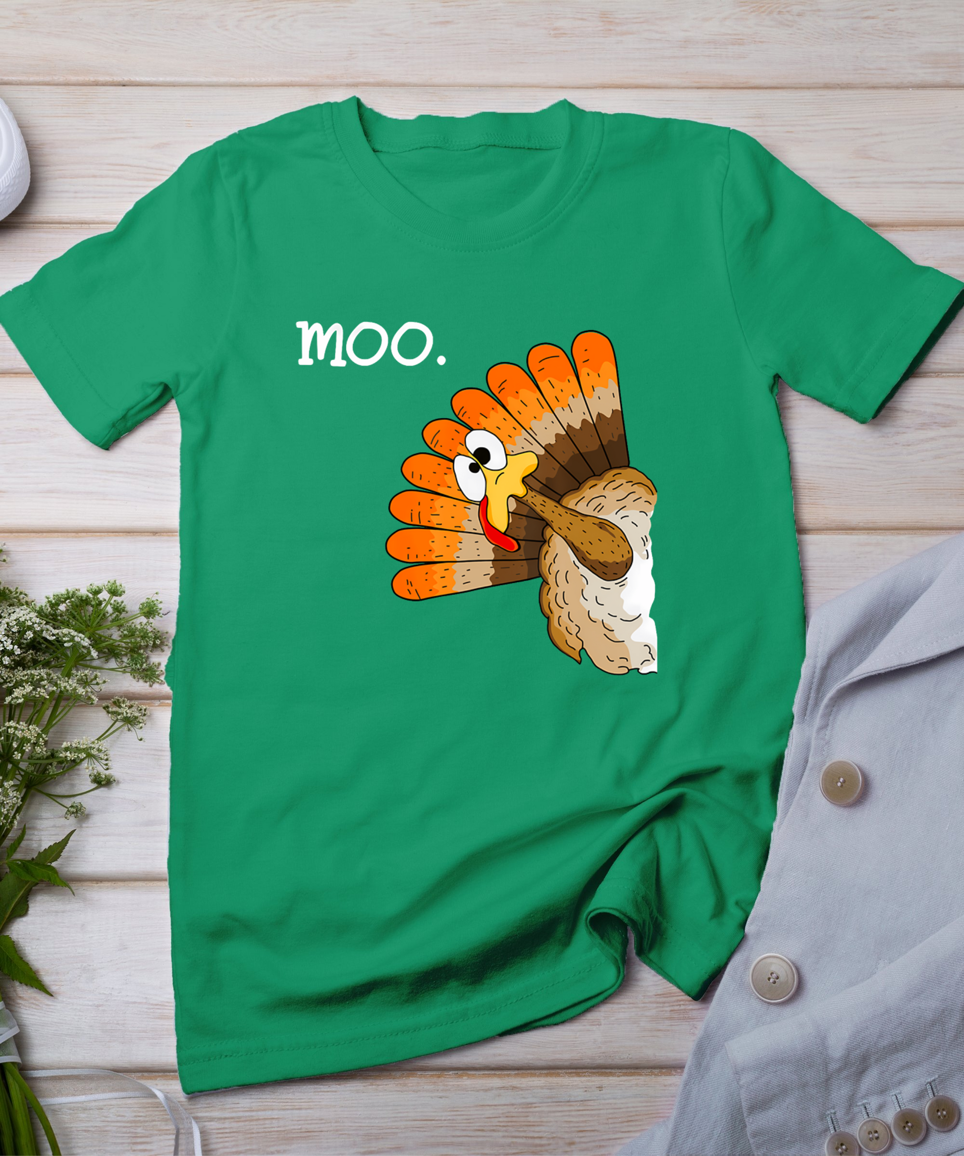 Turkey Moo Funny Thanksgiving T-Shirt