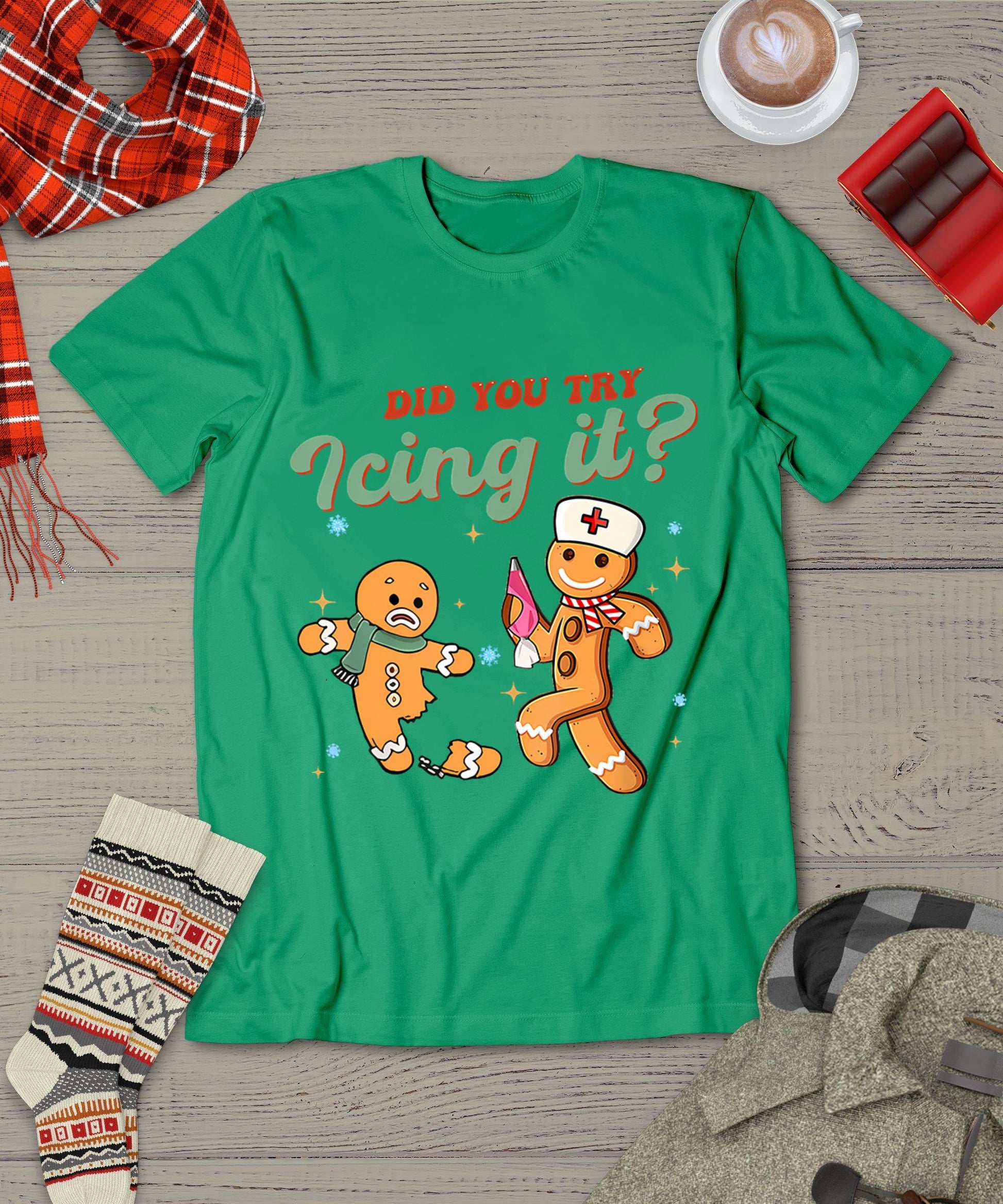 Funny Christmas Nurse Did You Try Icing It Gingerbread Man T-Shirt