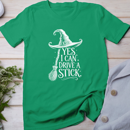 Yes I Can Drive A Stick Funny Witch Broom Retro Halloween T-Shirt