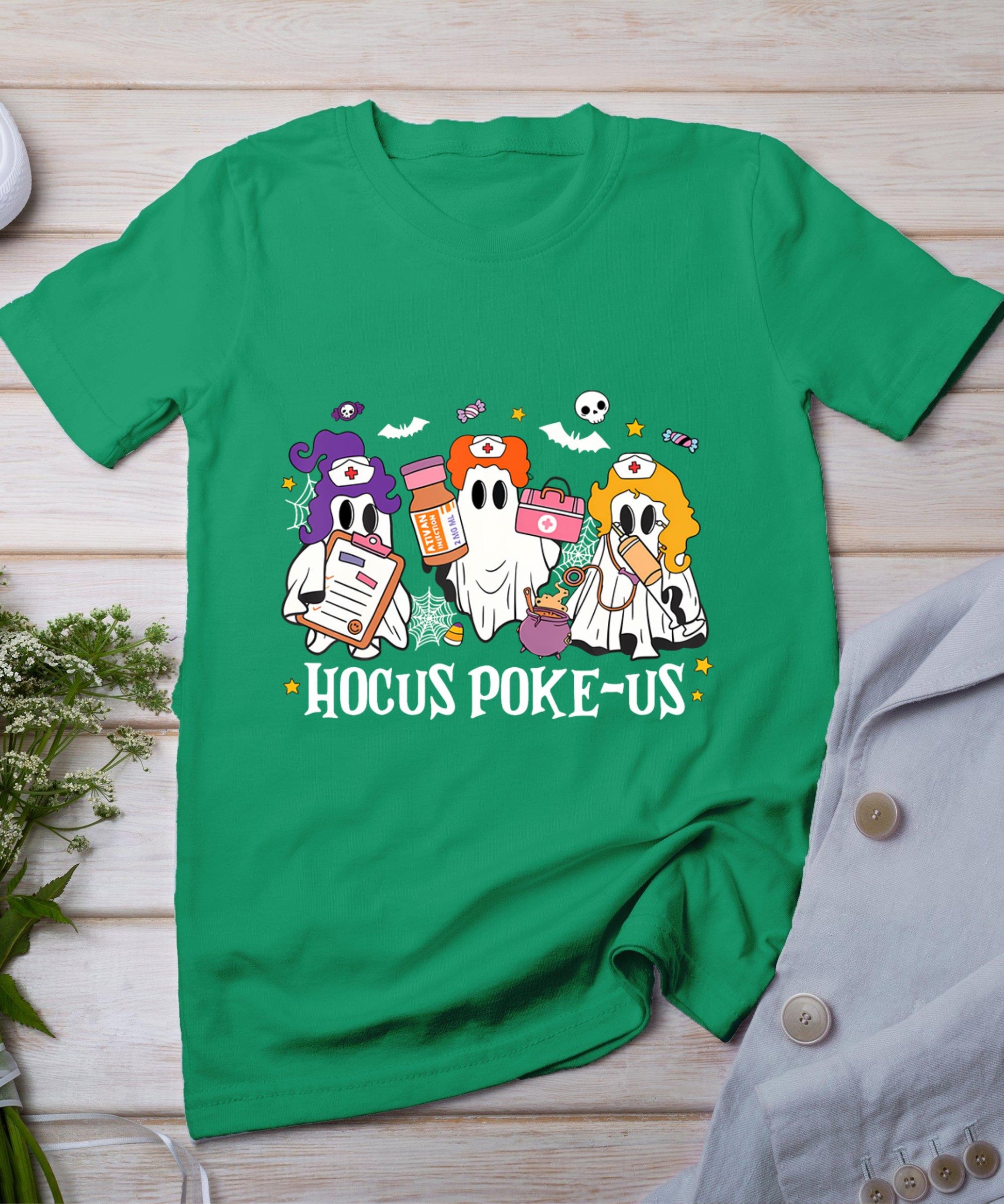 Hocus Poke-Us Witch Nurse Funny Halloween Spooky Health T-Shirt