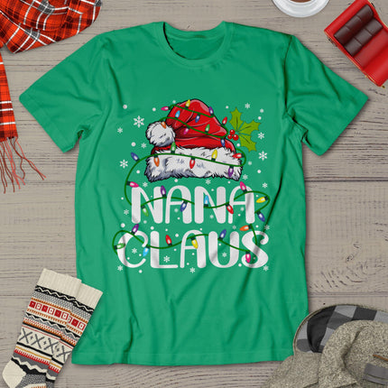 Nana Claus Shirt Christmas Lights Pajama Family Matching T-Shirt
