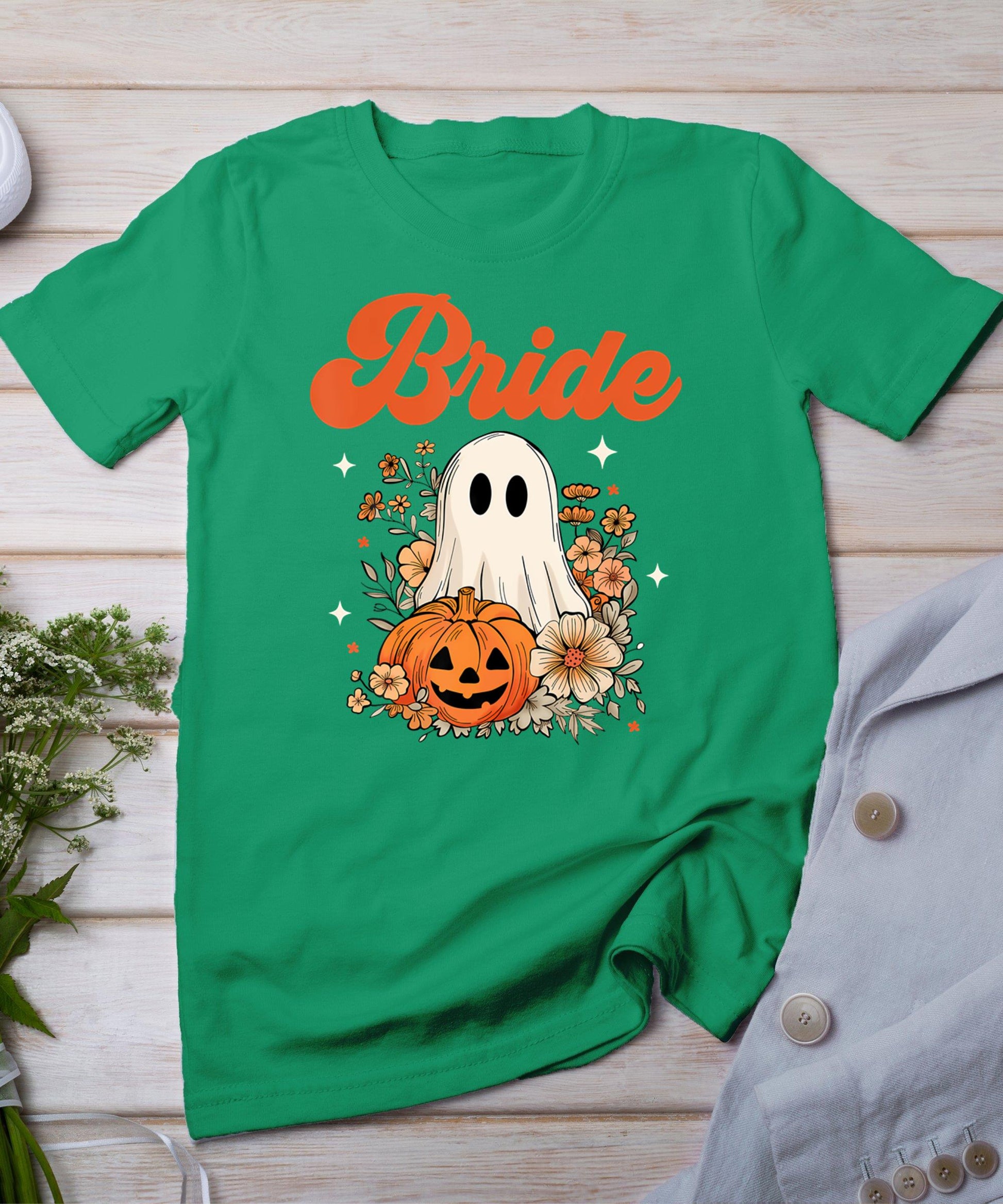 Bride Wildflower Ghost Boo Crew Halloween Bachelorette T-Shirt