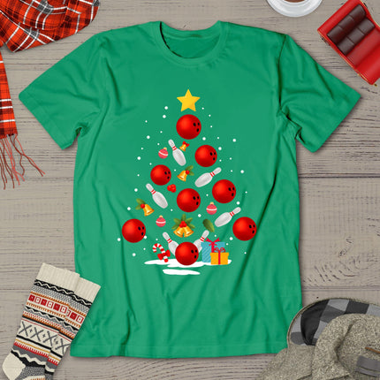 Funny Bowling Christmas Tree Lights Xmas Gifts For Men Women T-Shirt