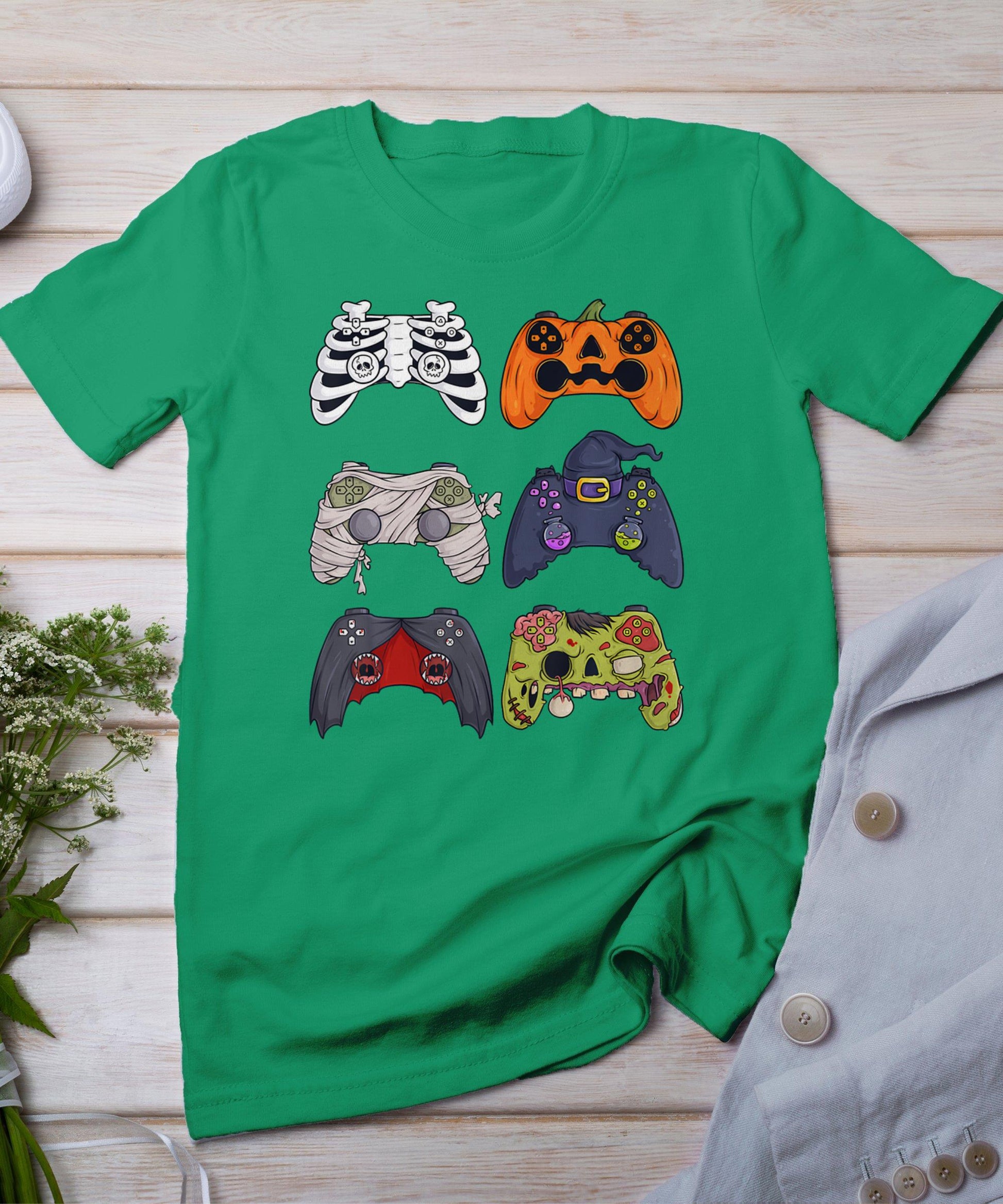 Halloween Skeleton Zombie Gaming Controllers Mummy Boys Kids T-Shirt