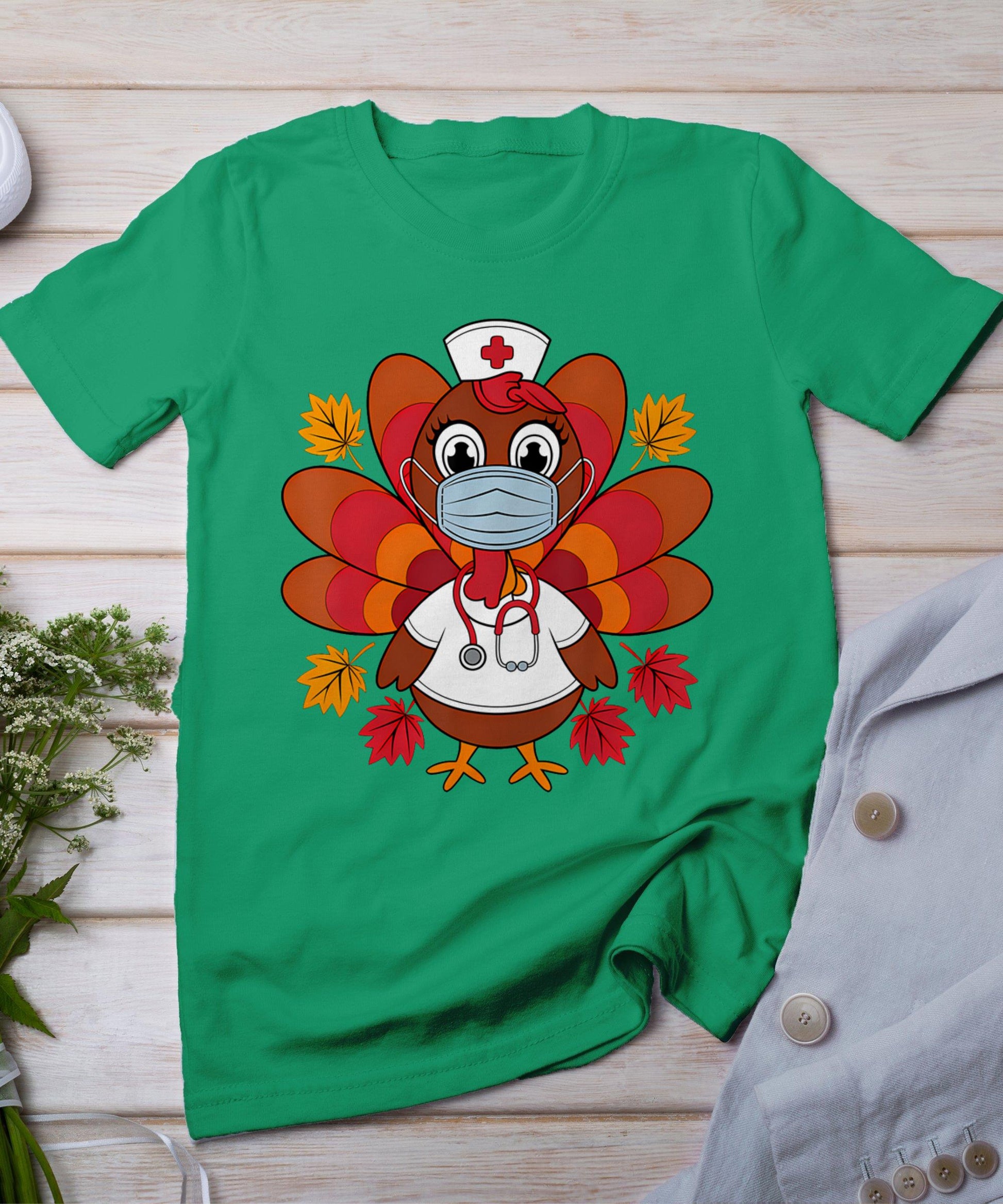 Turkey Nurse Shirt Nursing Thanksgiving Scrub Tops Women T-Shirt