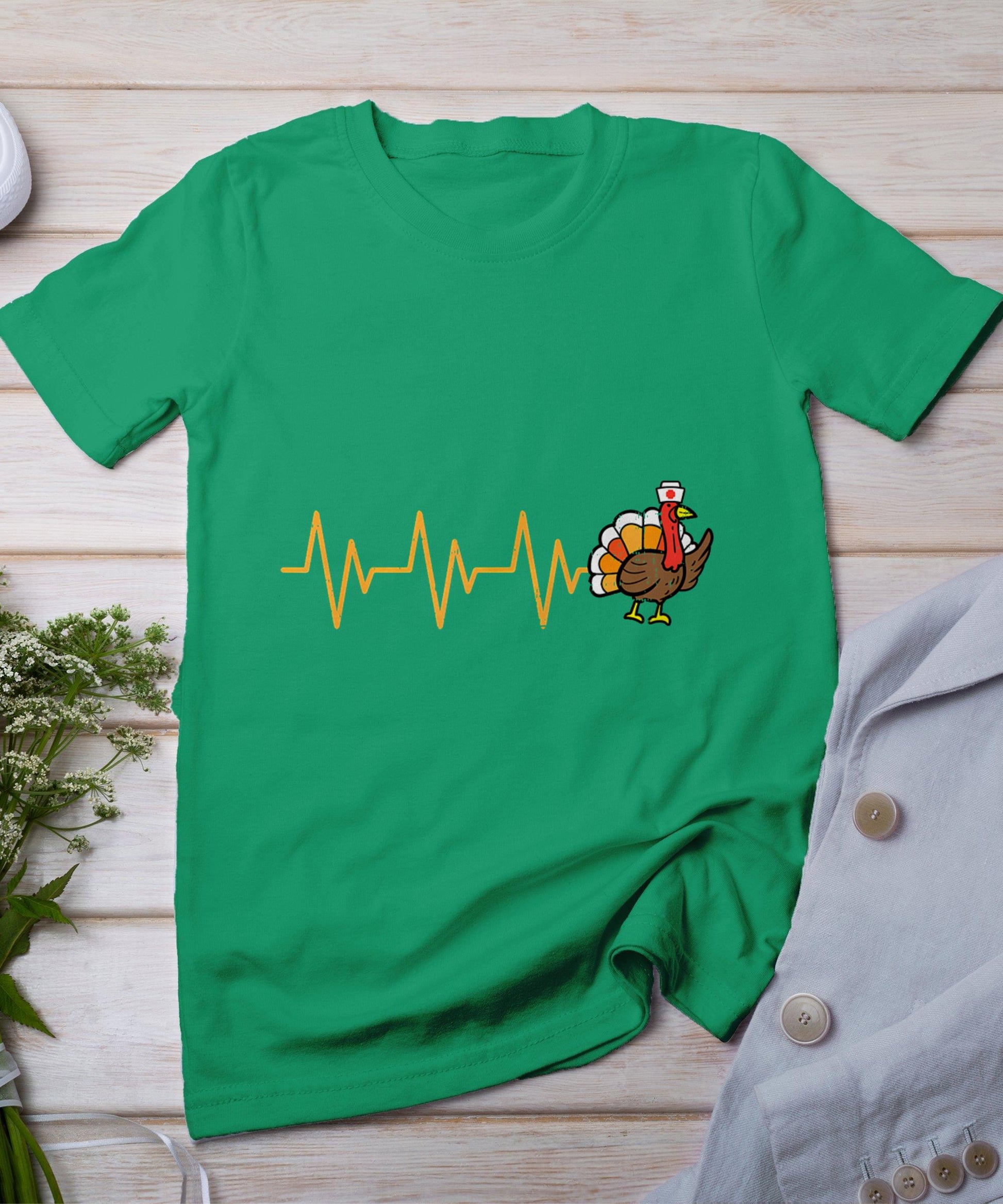 Heartbeat Turkey Nurse Thanksgiving Scrub Top Fall Rn Icu Er T-Shirt