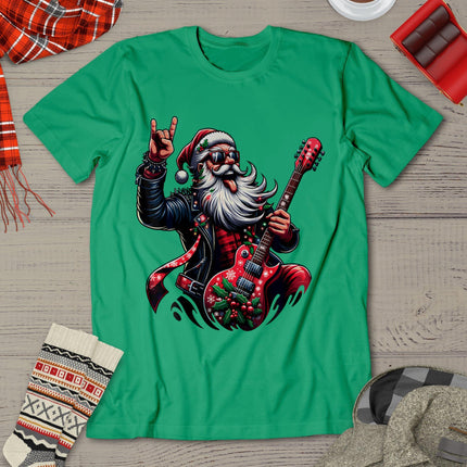Rock & Roll Christmas Santa Claus Guitar Player T-Shirt