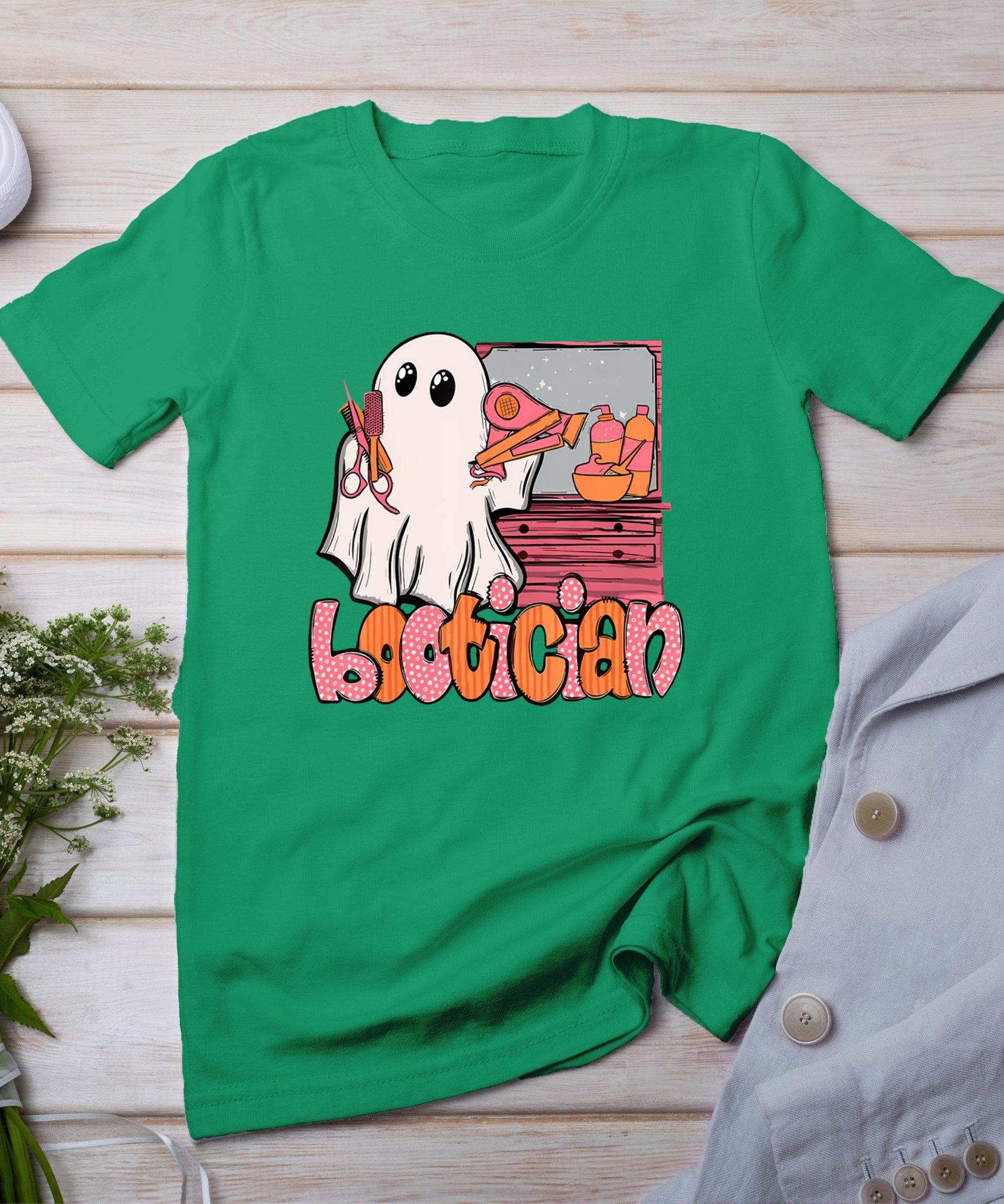 Bootician Funny Beautician Halloween Ghost Hair Stylist T-Shirt