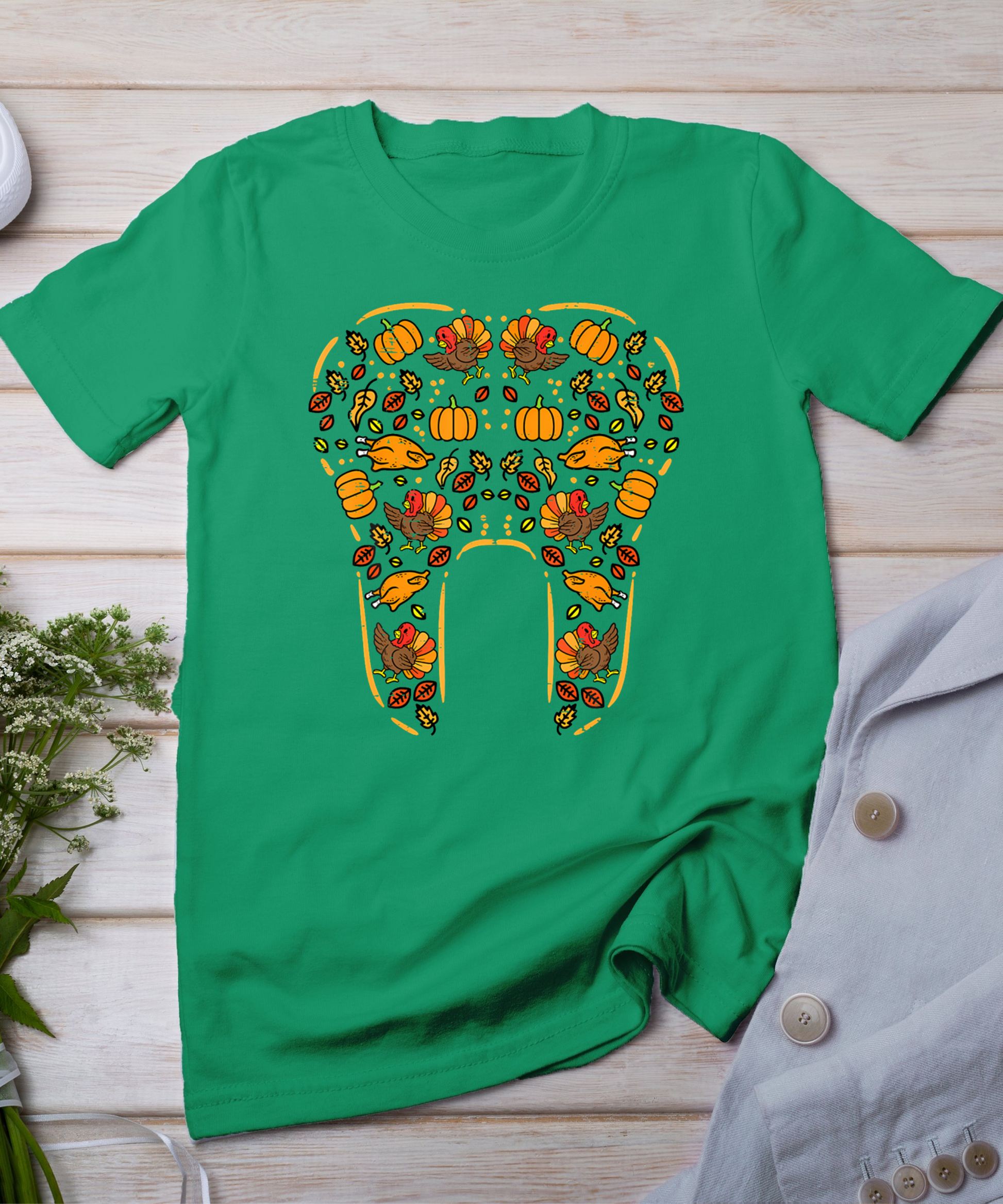 Thanksgiving Tooth Cute Fall Teeth Dental Dentist Women T-Shirt