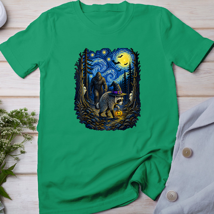 Jimothy Raccoon Bigfoot Boo Pumpkin Van Gogh Halloween T-Shirt