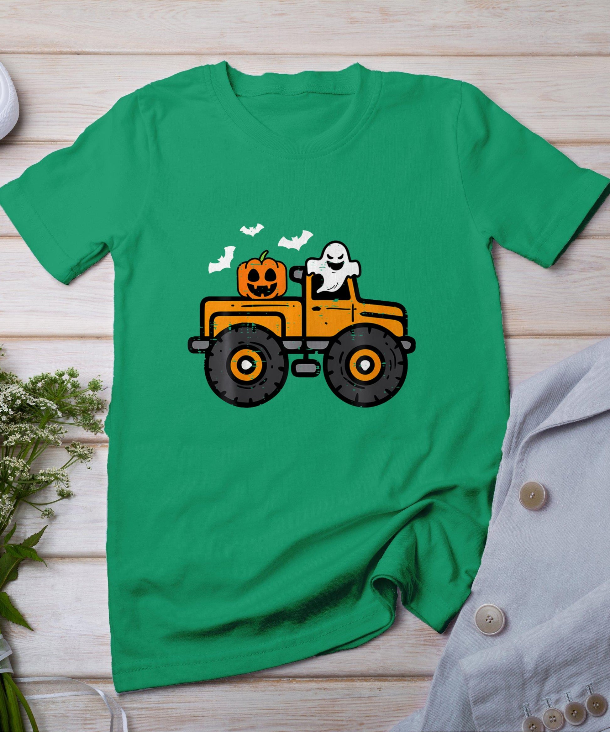 Monster Truck Ghost Pumpkin Halloween T-Shirt