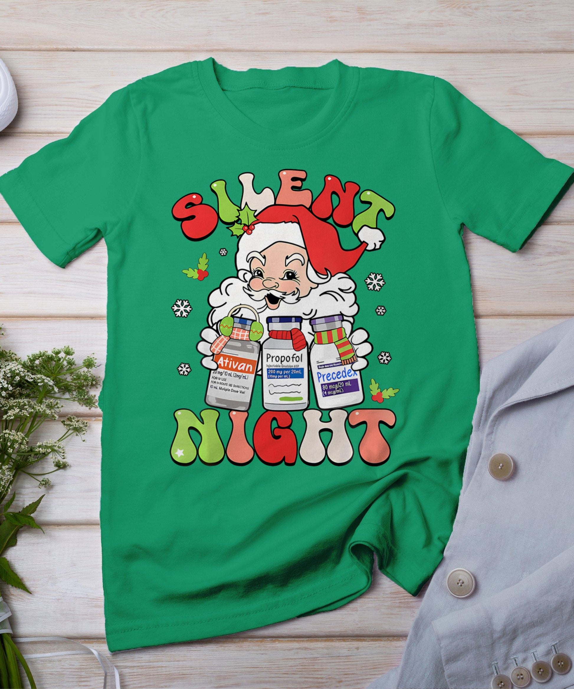 Retro Silent Night Icu Nurse Christmas Intensive Care Unit T-Shirt