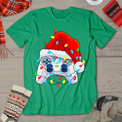 Video Game Controller Christmas Santa Hat Gamer Boys T-Shirt