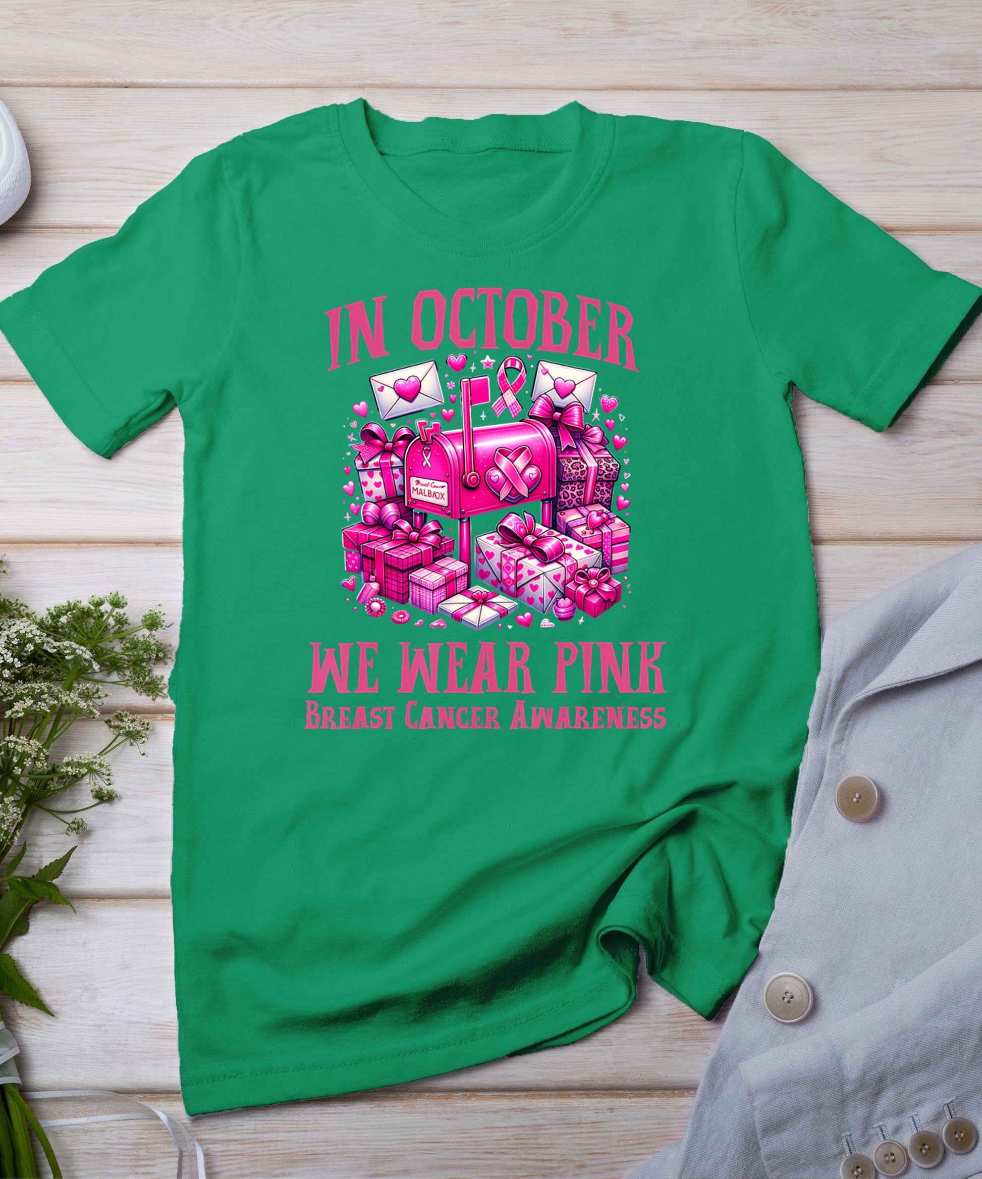 October We Wear Pink Breast Cancer Awareness Postal Worker T-Shirt