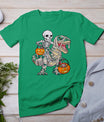 Skeleton Riding Mummy Dinosaur T Rex Halloween Funny Pumpkin T-Shirt