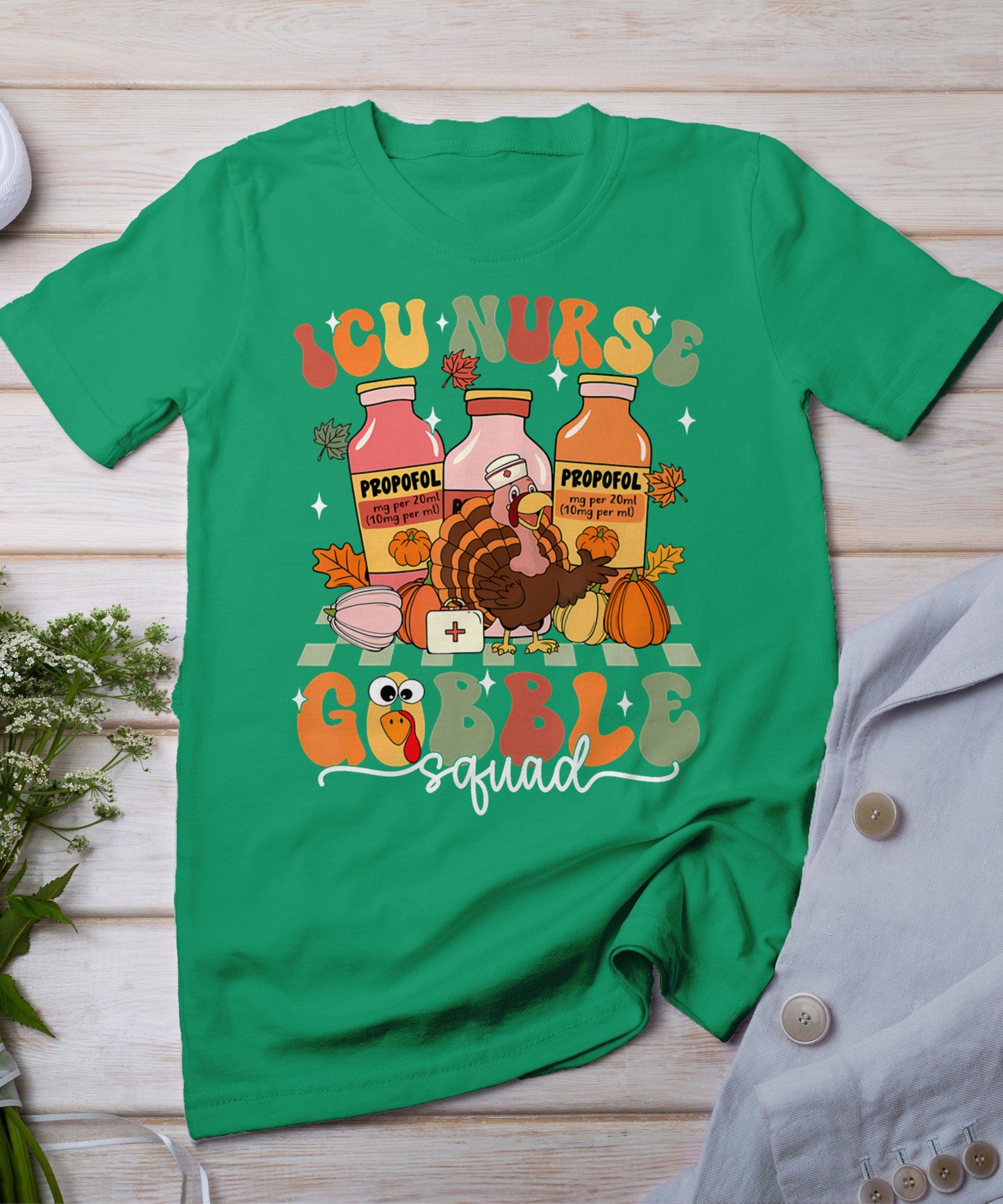 Thanksgiving Icu Nurse Gobble Squad Fall Scrub Top Women Men T-Shirt