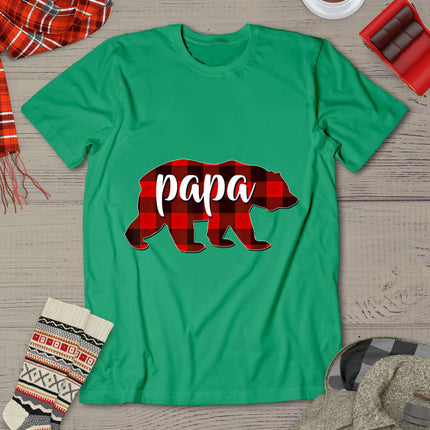 Red Plaid Papa Buffalo Matching Family Dad Pajama Christmas T-Shirt